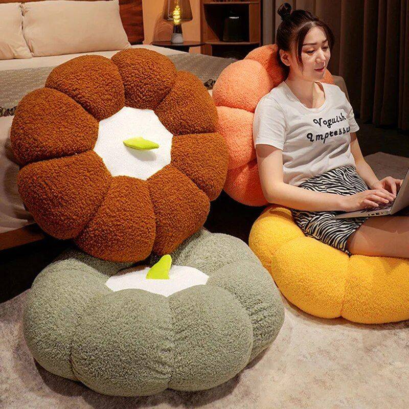 Plush Pumpkin-Shaped Futon Cushion Throw Pillows