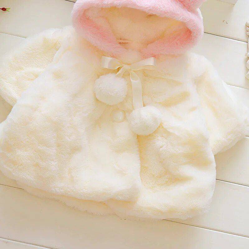 Plush Rabbit Ears Princess Hooded Jacket for Baby Girls – Warm Winter & Autumn Outwear Apparel