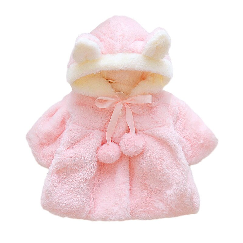 Plush Rabbit Ears Princess Hooded Jacket for Baby Girls – Warm Winter & Autumn Outwear Apparel