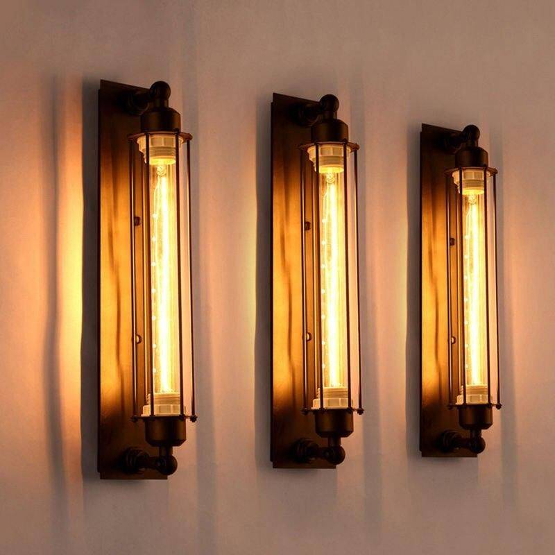 Retro Industrial E27 Edison Wall Lamp Storage Holders & Racks Shelves