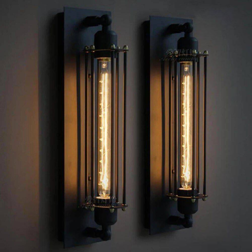 Retro Industrial E27 Edison Wall Lamp Storage Holders & Racks Shelves