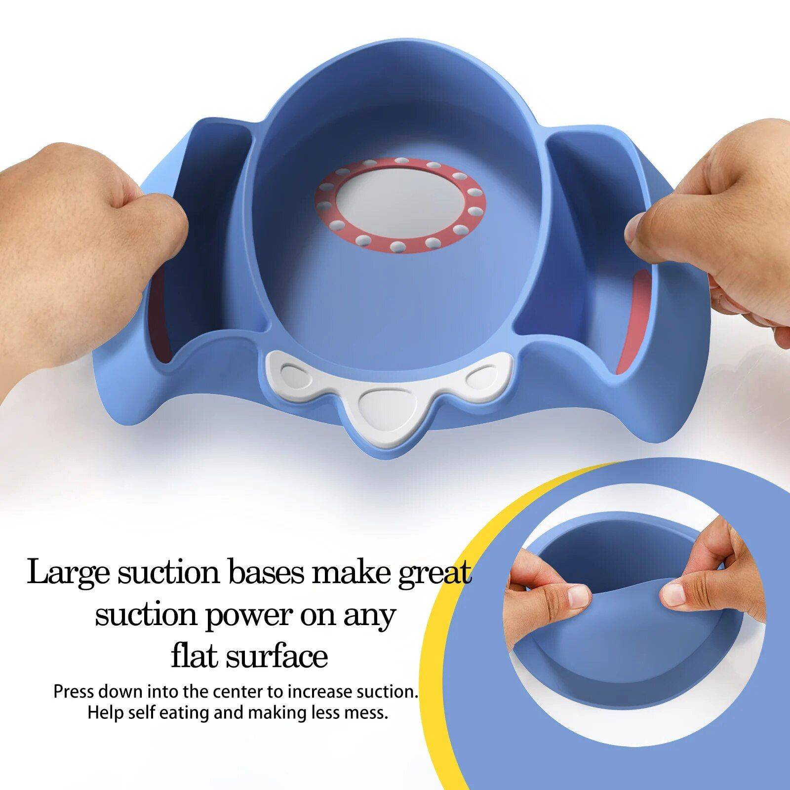 Silicone Baby Feeding Set: Bib, Divided Plate, Bowl, Cup, Spoon & Fork Feeding Utensils