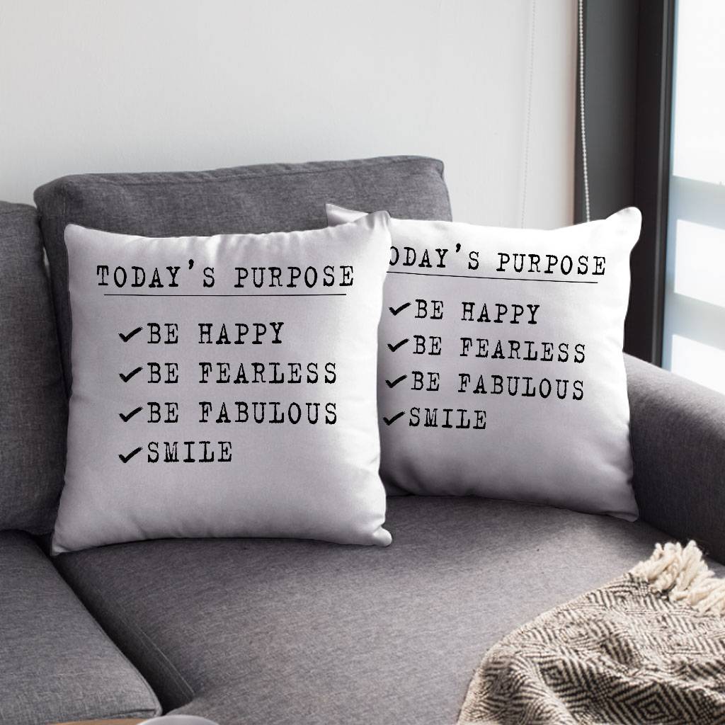 Today’s Purpose Square Pillow Cases – Quote Pillow Covers – Graphic Pillowcases Pillows & Pillow Cases