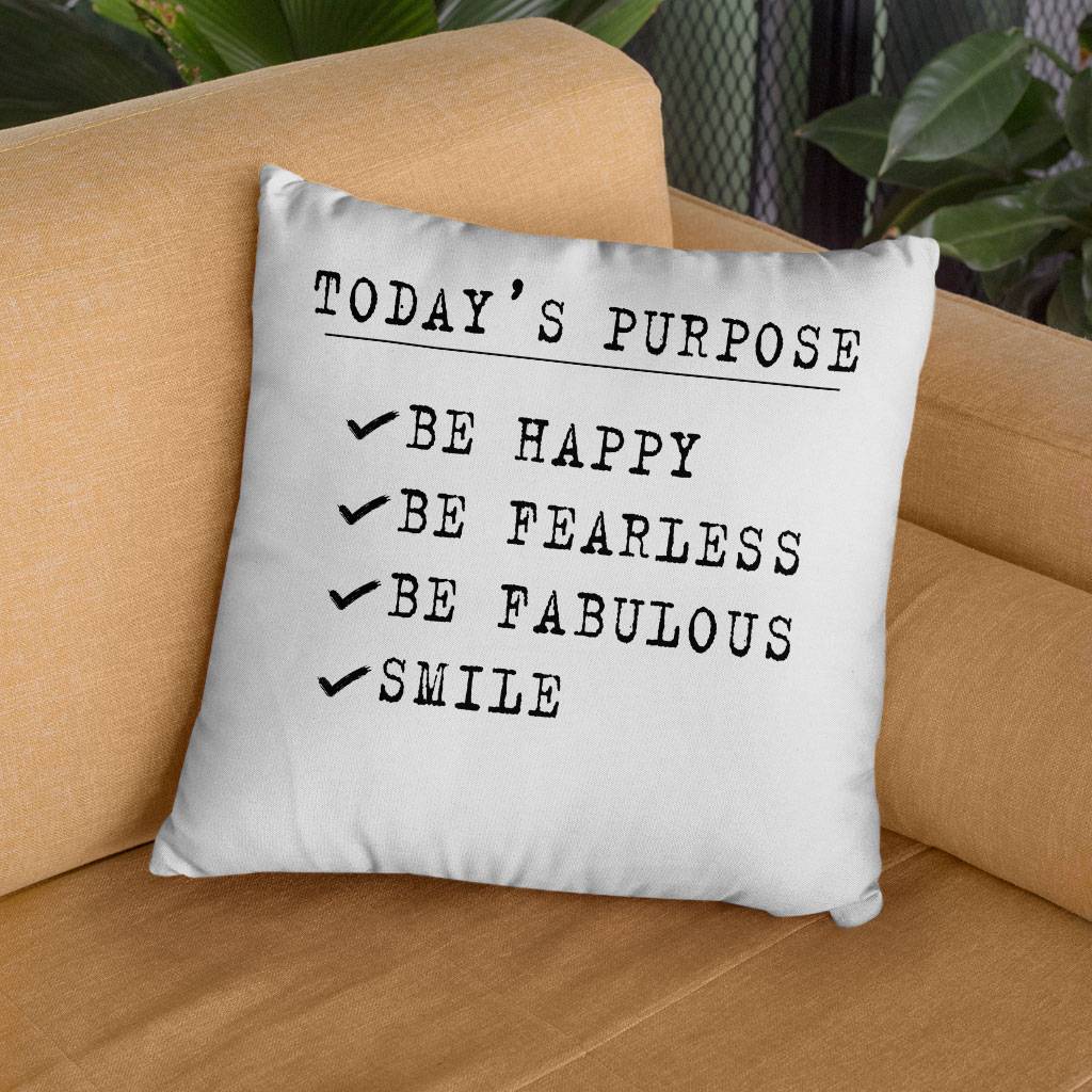 Today’s Purpose Square Pillow Cases – Quote Pillow Covers – Graphic Pillowcases Pillows & Pillow Cases