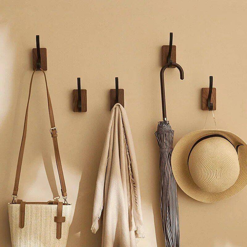 Walnut Solid Wood Single Hook Storage Holders & Racks Shelves