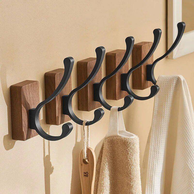 Walnut Solid Wood Single Hook Storage Holders & Racks Shelves